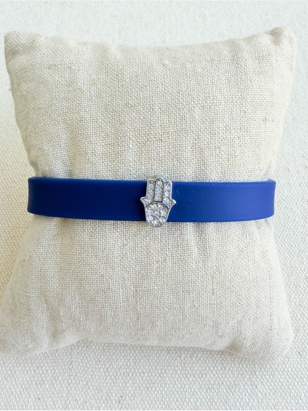 *Bracelet Charm Set* KEEP COLLECTIVE Retired Navy Silicone Silver  Hamsa Charm